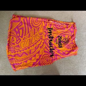 Zumba instructor outfit pants shirt large pink orange rare
